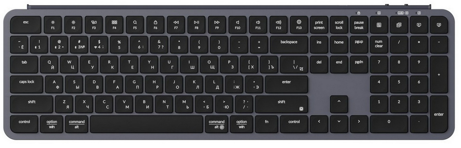 

Беспроводная ультратонкая клавиатура Keychron B6 Pro, 109 клавиш, ножничные переключатели, цвет Space grey, Серый