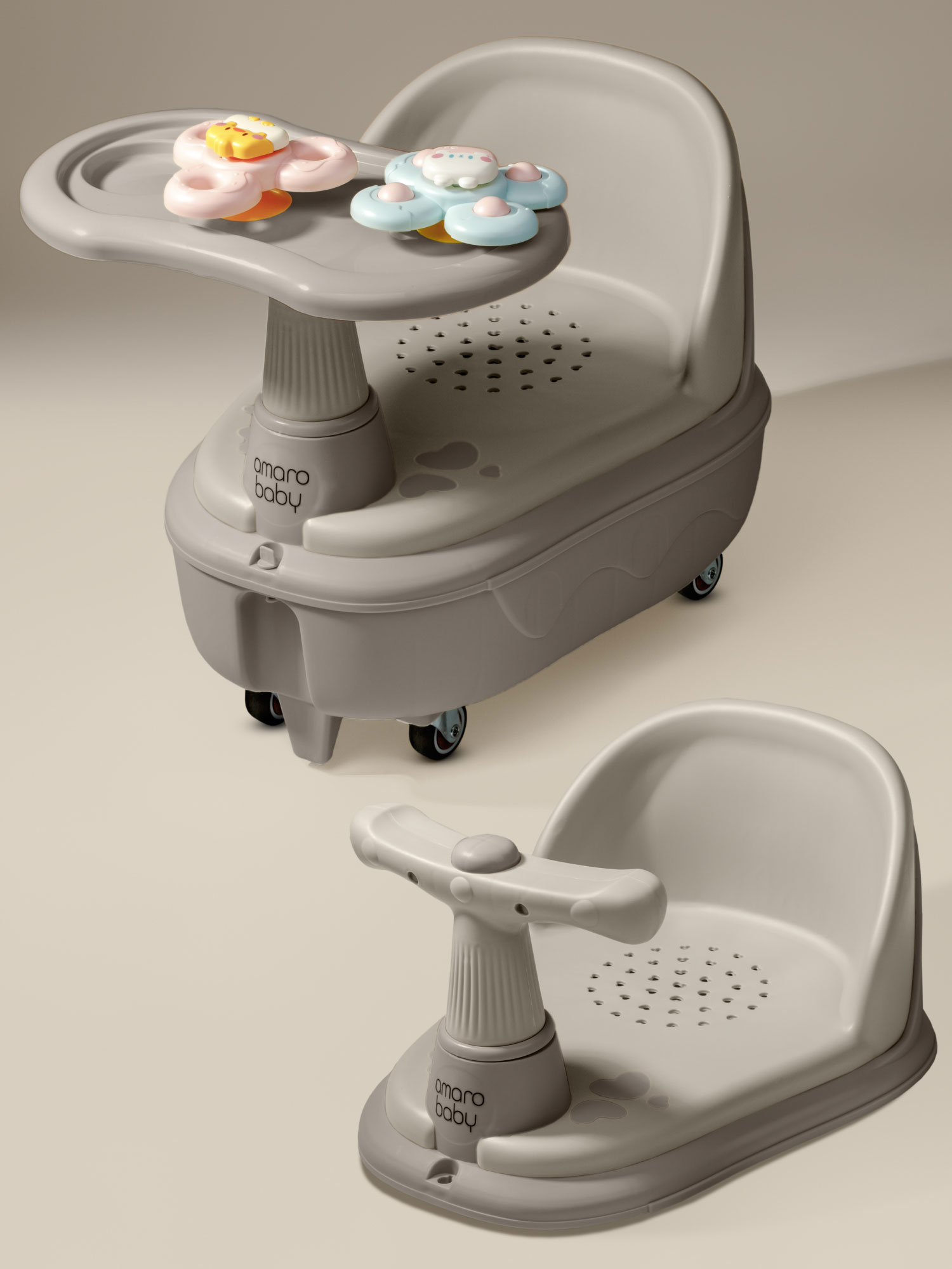 Толокар 2в1 с сиденьем для купания Amarobaby Swimmy серый 3200₽