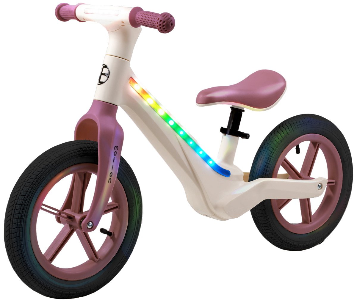 Изображение товара Беговел AmaroBaby Motion Молочный/Розовый — световая подсветка рамы, регулировка сиденья