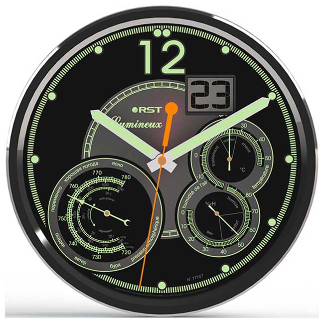 Часы настенные с барометром RST 77747 светящиеся настенные метеочасы rst 77733