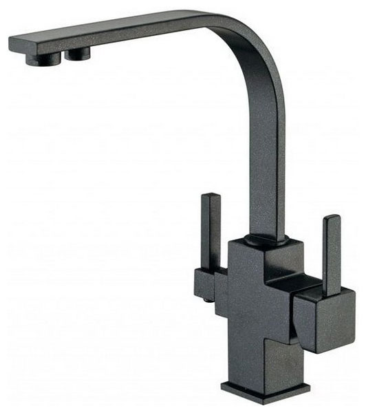 Изображение товара Кухонный смеситель Zorg ZR 332 YF черный металлик однорычажный с двойным каналом