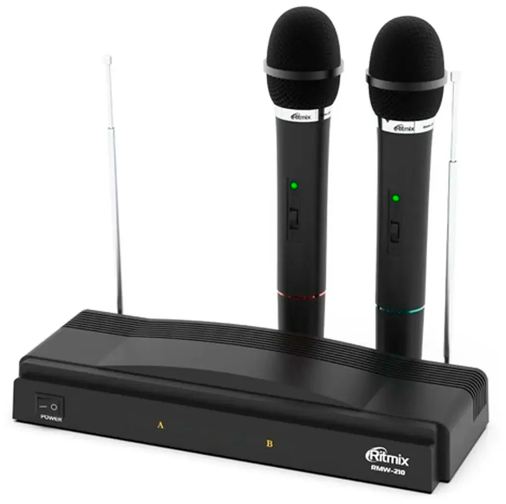 Микрофон динамический беспроводной Ritmix RWM-210 black Микрофон динамический беспроводной Ritmix RWM-210 black