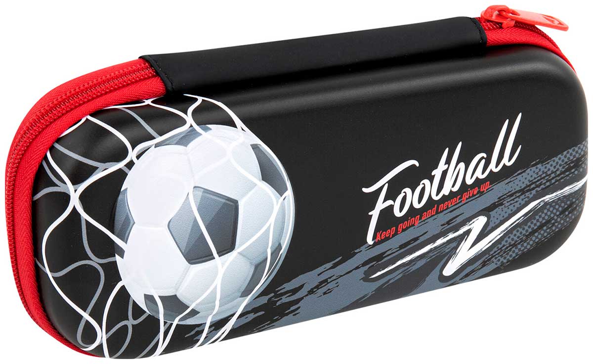 Изображение товара Школьный пенал-футляр Brauberg Goal из EVA с откидной планкой и молнией 22x10x5 см