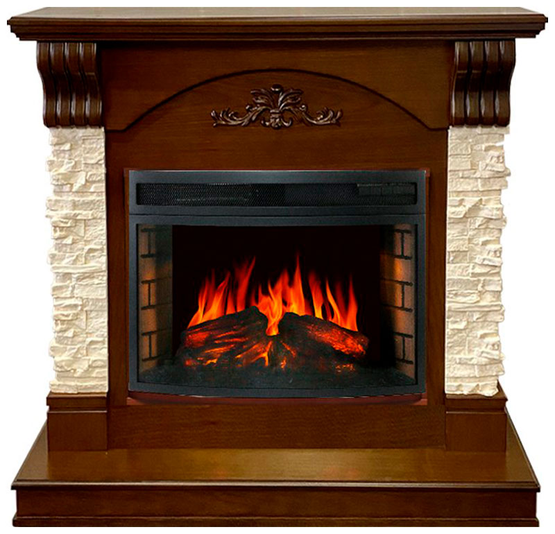 Изображение товара Каминокомплект Royal Flame Prague с электрическим очагом Dioramic 25 FX сланец белый бежевый