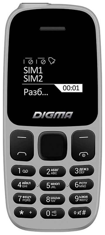 мобильный телефон digma b240 linx 32mb синий моноблок 2sim 2 44 240x320 0 08mpix gsm900 1800 fm microsd Мобильный телефон Digma Linx A106 32Mb серый