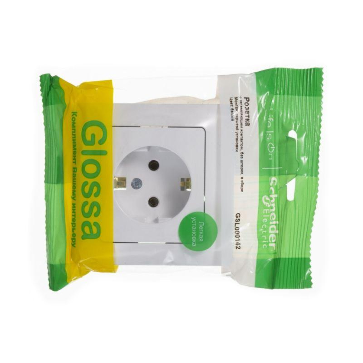 Изображение товара Розетки Systeme Electric Розетка 1-м СП Glossa 16А IP20 с заземл. в сборе бел. SE