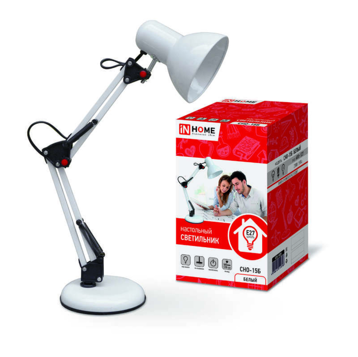 Изображение товара Настольная лампа In Home СНО 15Б с регулируемой высотой E27 60Вт 230В