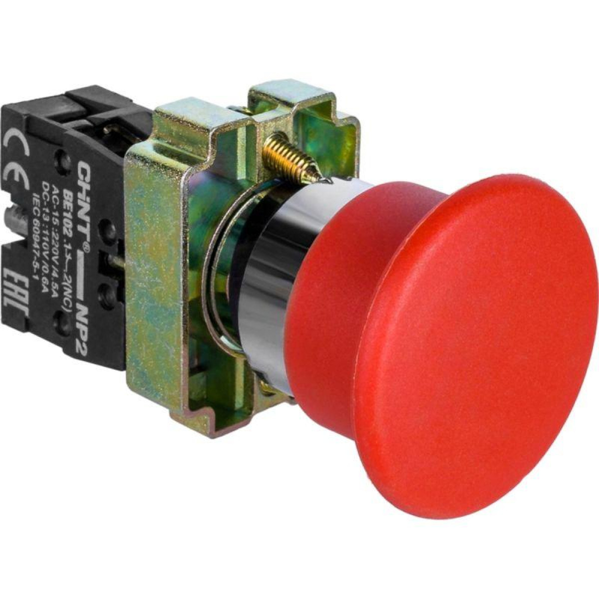 Изображение товара Низковольтная кнопка управления Грибок NP2-BC42 d40 без подсветки красная IP40