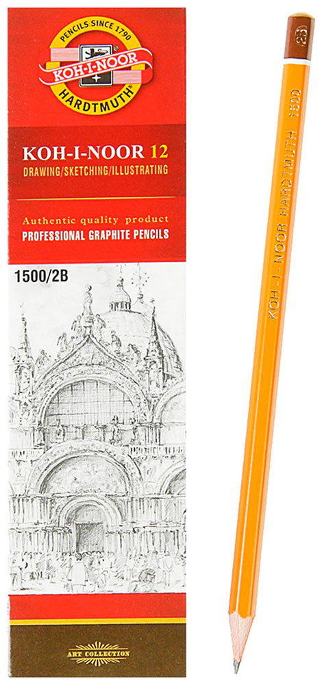Изображение товара Карандаш чернографитный 2B Koh-I-Noor 1500 комплект 12 штук