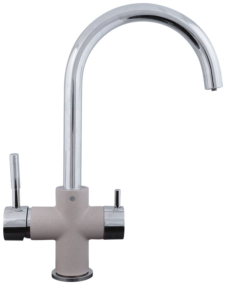 Изображение товара Кухонный смеситель Zigmund & Shtain 1800 Млечный путь бежевый хром с гибкой подводкой