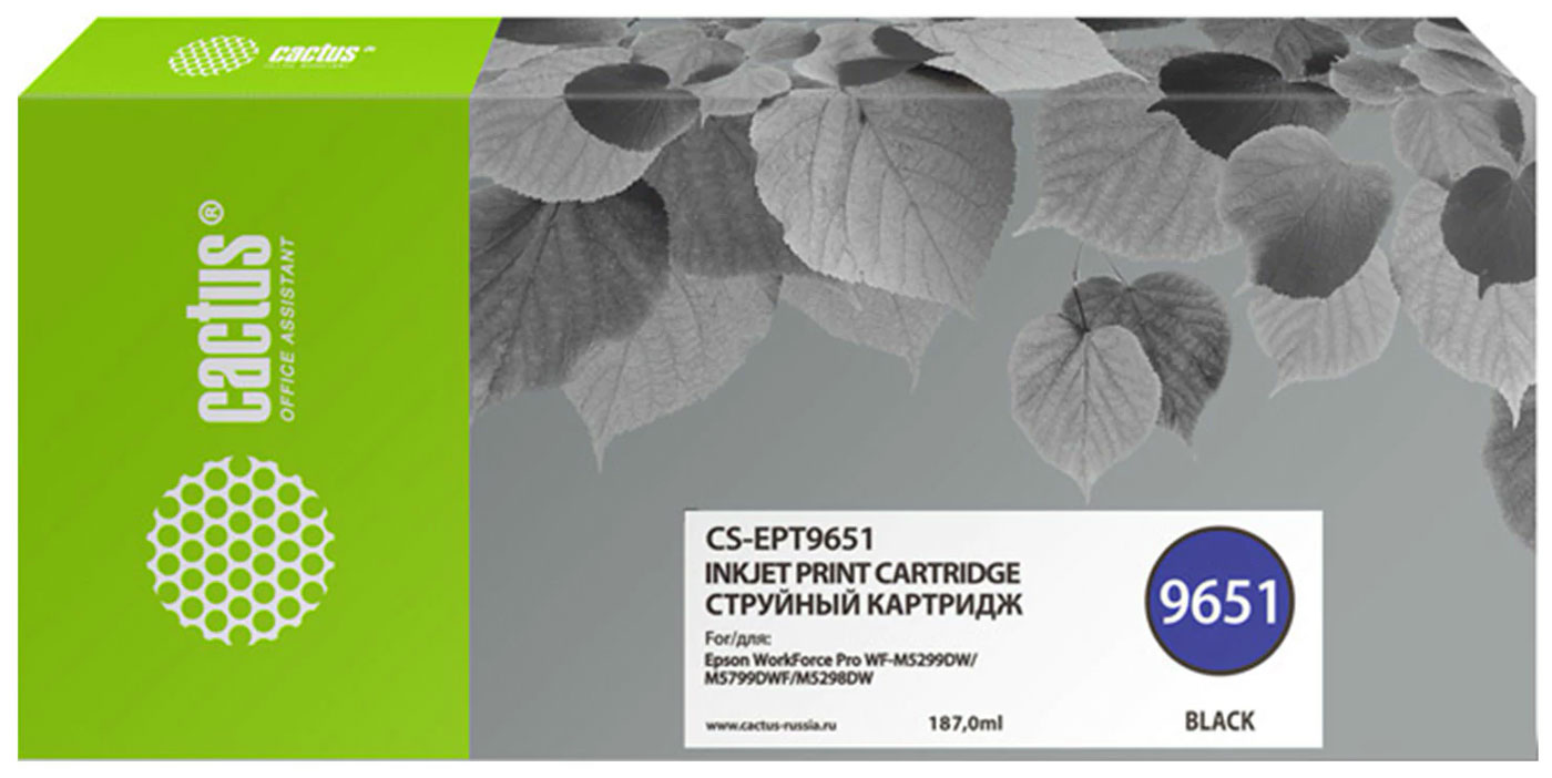 Изображение товара Картридж струйный Cactus CS-EPT9651, для Epson WorkForce Pro (WF-M5299DW/M5799DW) черный