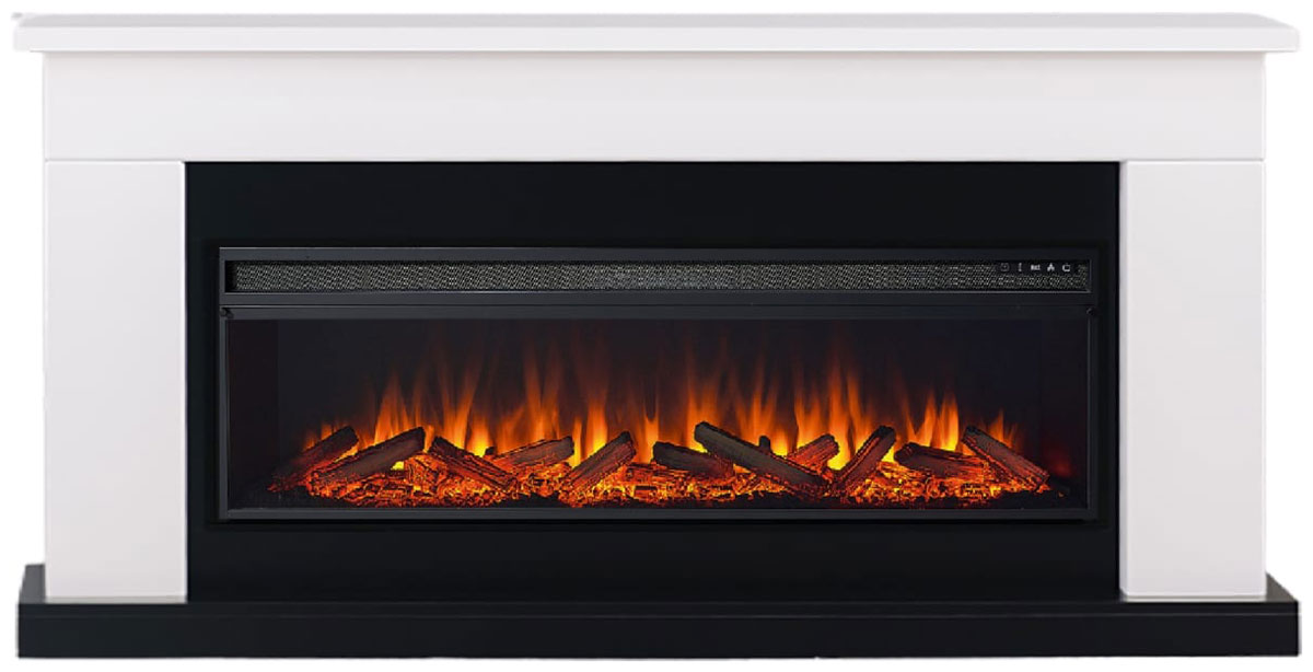 Изображение товара Каминокомплект Elekam Bolton с очагом Pulsar 60 белый с черным напольный электрокамин