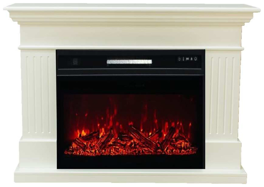 Изображение товара Каминокомплект Elekam Ostin с очагом Pulsar 23 белый с черным 2D эффектом и обогревом