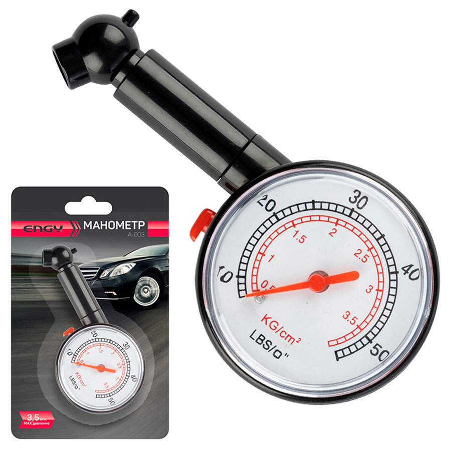 Изображение товара Манометр Engy A-003 аналоговый для шин измерение до 3.5 атм