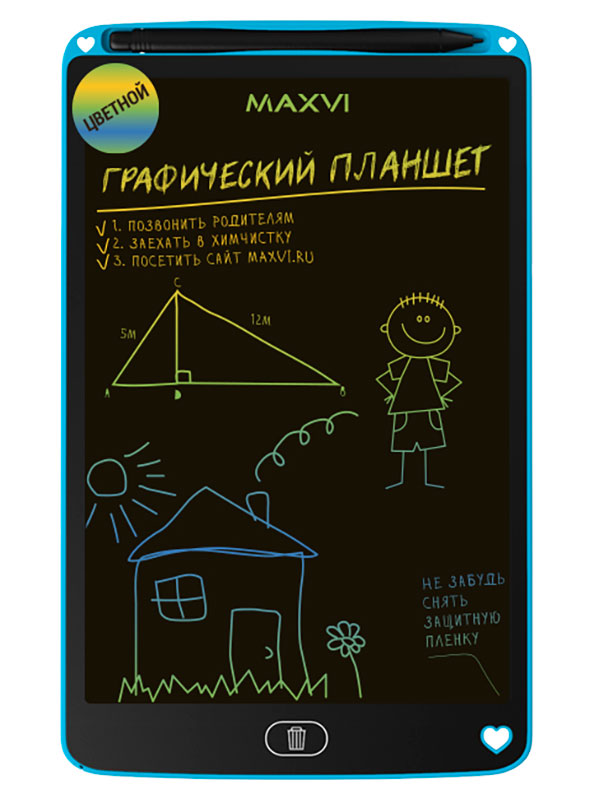 Изображение товара Планшет для заметок и рисования Maxvi MGT-02С blue