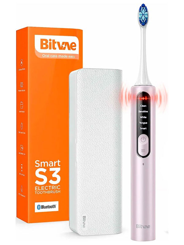 Электрическая зубная щетка Bitvae S3 Smart E-Toothbrush с поддержкой приложения для смартфонов, S3 GLOBAL, розовая