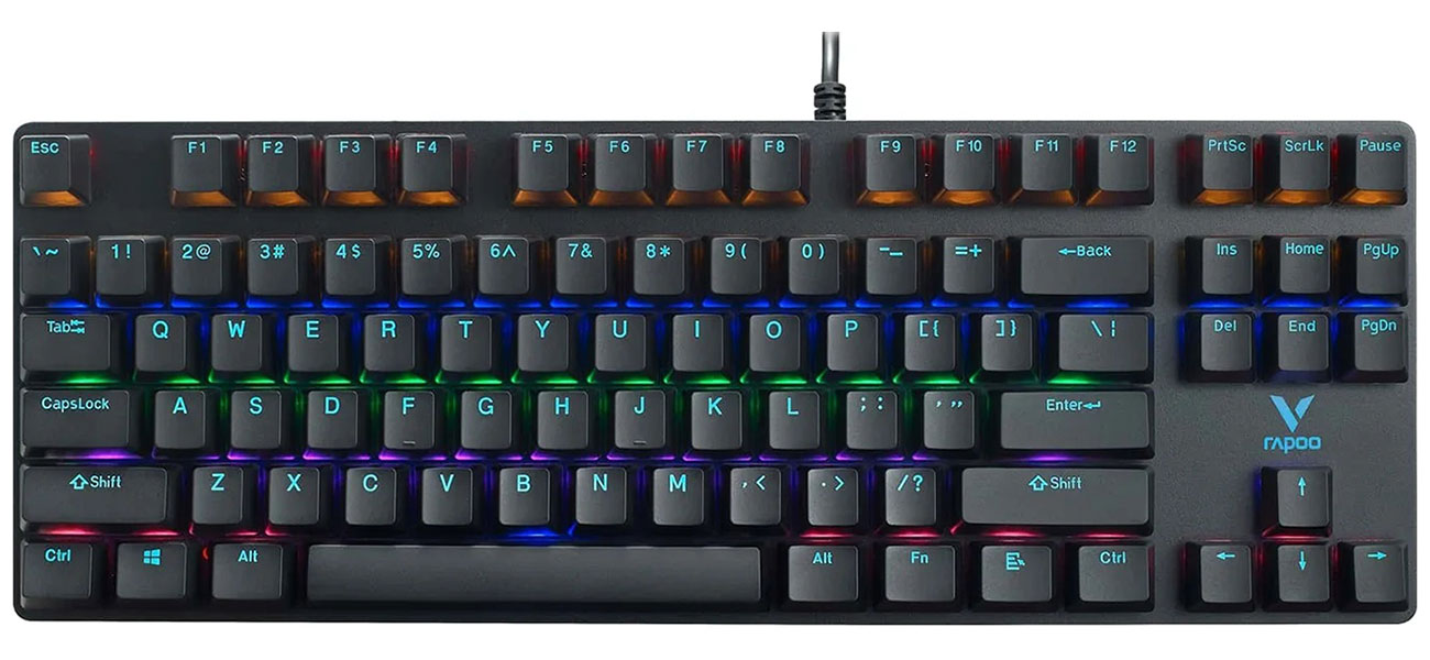 Изображение товара Игровая механическая клавиатура Rapoo V500Pro-87 с RGB подсветкой черная