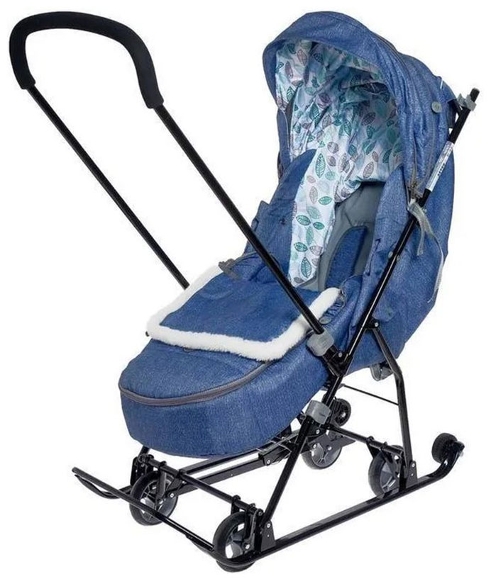 Изображение товара Коляска комбинированная Ника Наши детки 6 (НДТ6) синий с листочками