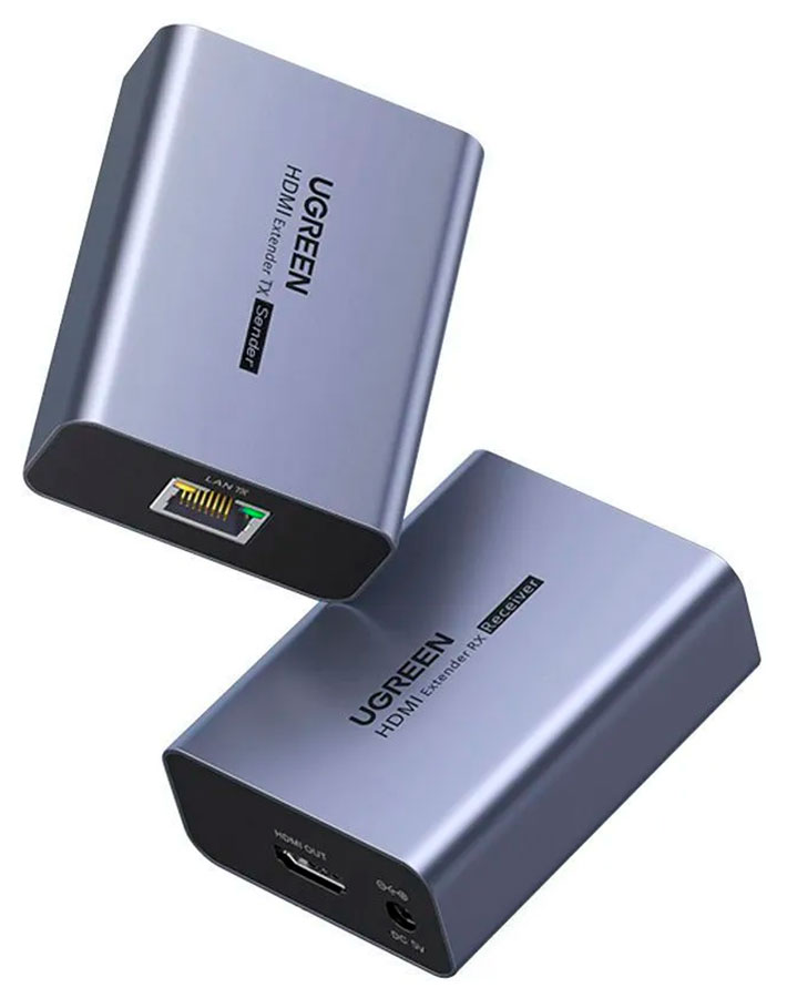 Изображение товара Переходник HDMI Over Ethernet Ugreen CM455 1080P до 70м серый космос