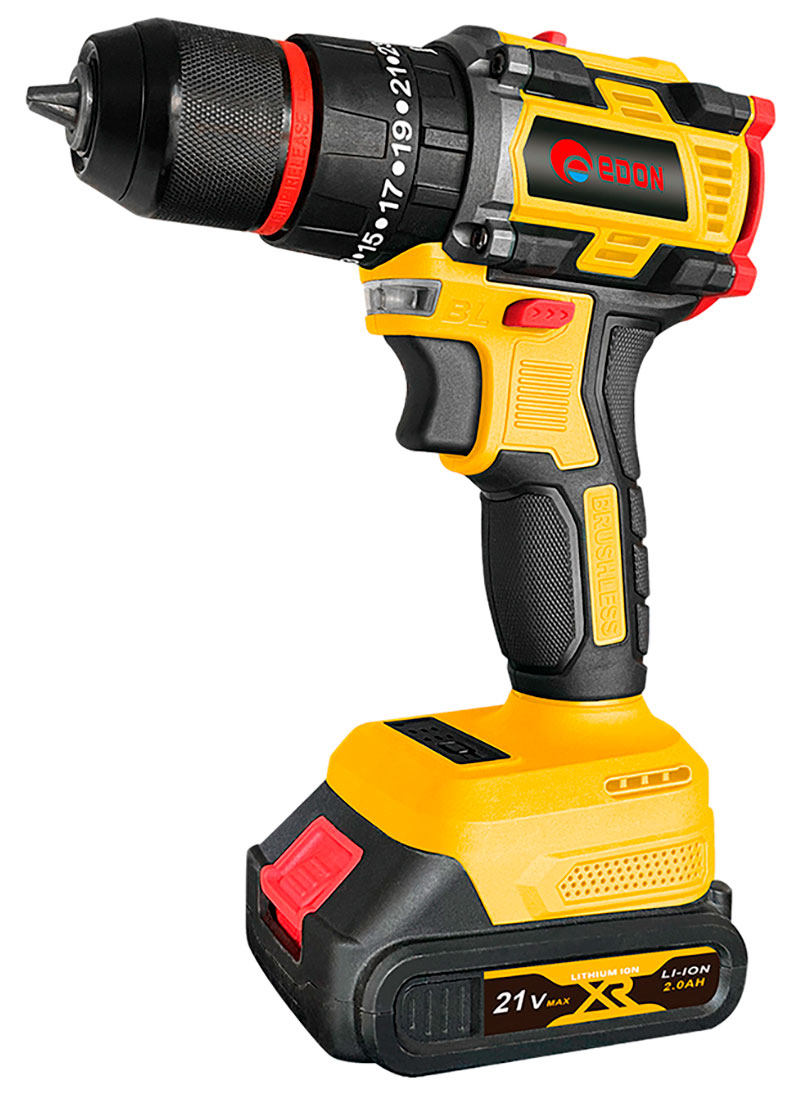 Изображение товара Дрель-шуруповерт Edon AD-21PBL бесщеточный ударный аккумуляторный 21 В