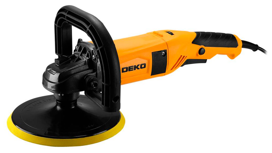 Шлифмашина полировальная сетевая Deko DKP1400-180, 180 мм, 1400 Вт, черно-желтый