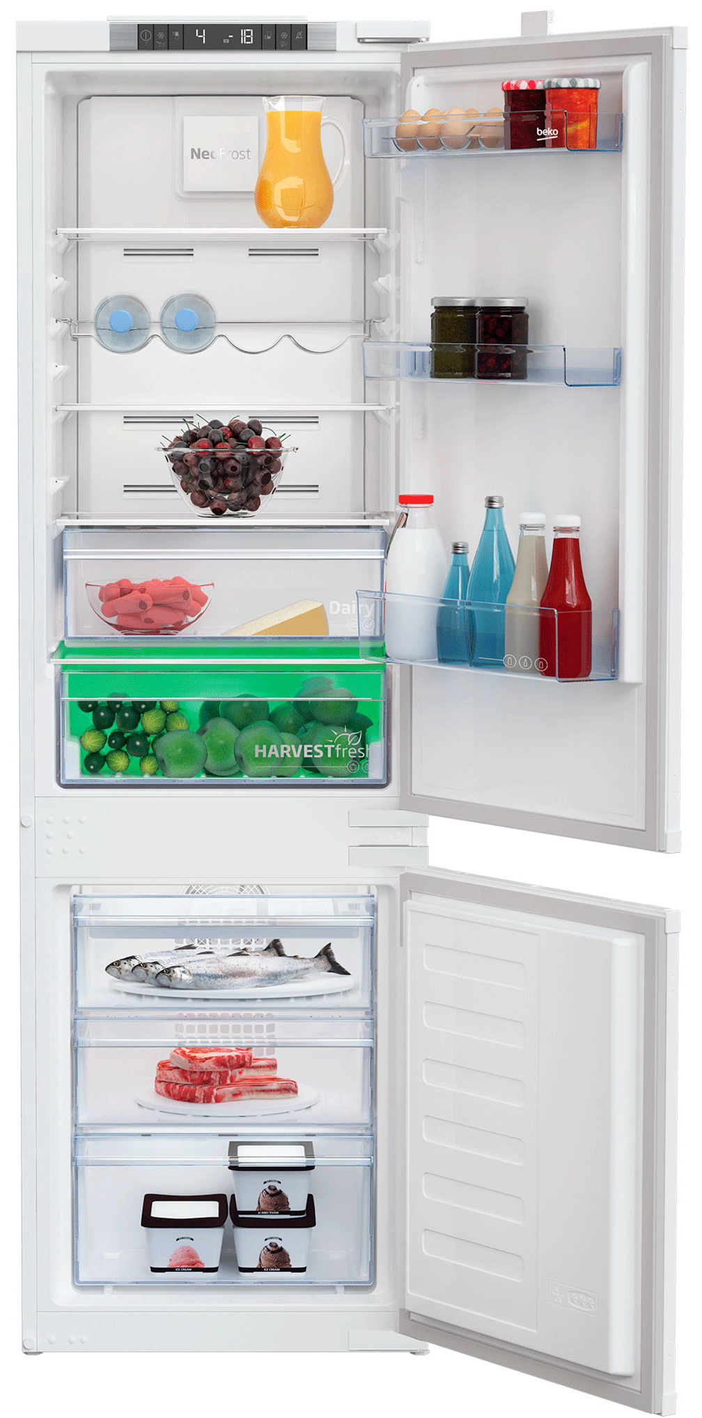 Изображение товара Встраиваемый двухкамерный холодильник Beko BCNA275E3S с No Frost Harvest Fresh и BlueLight