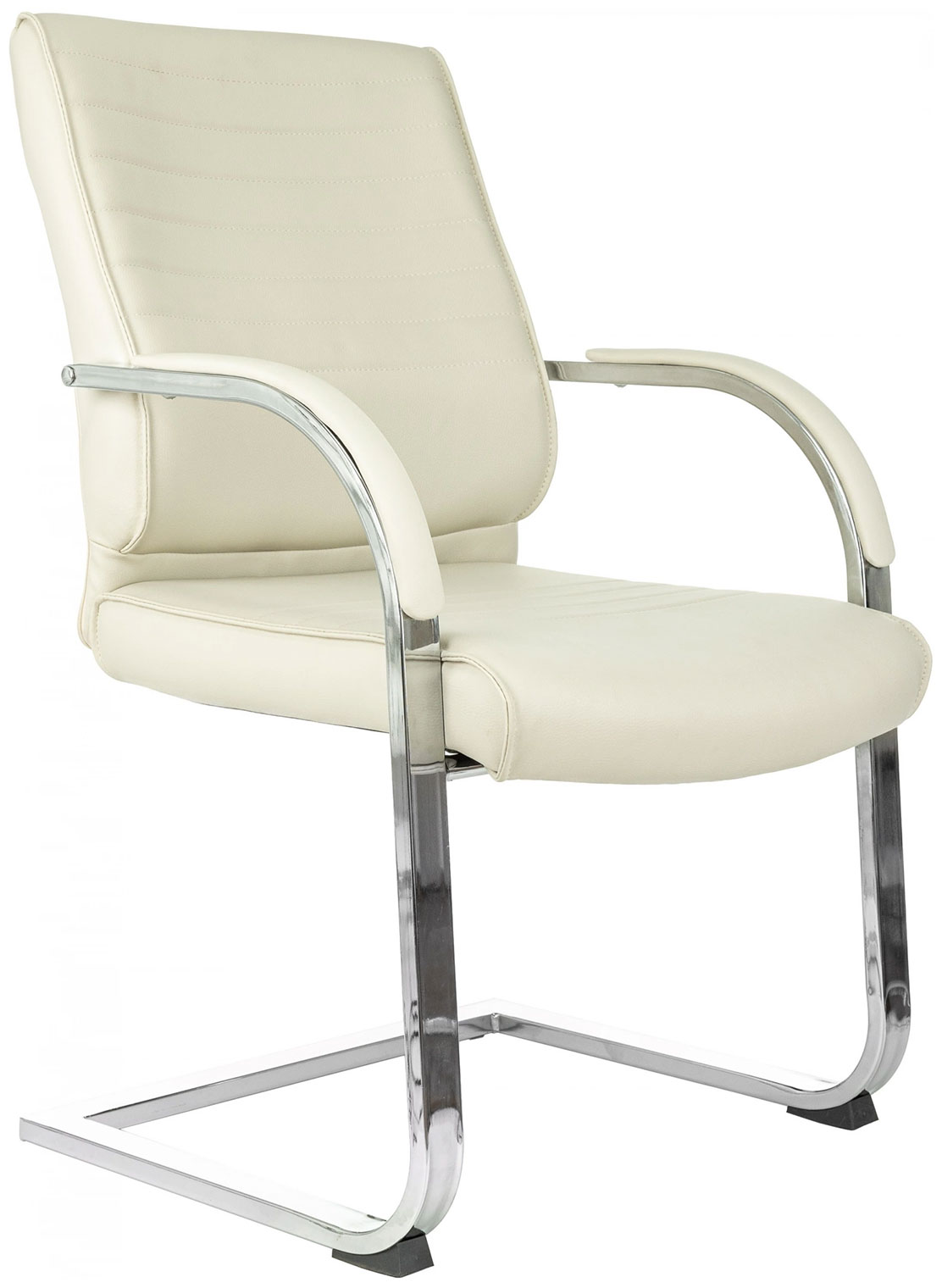 Изображение товара Кресло посетителя Бюрократ T-8010-LOW-V, слоновая кость, эко.кожа, низкая спинка, полозья металл, хром