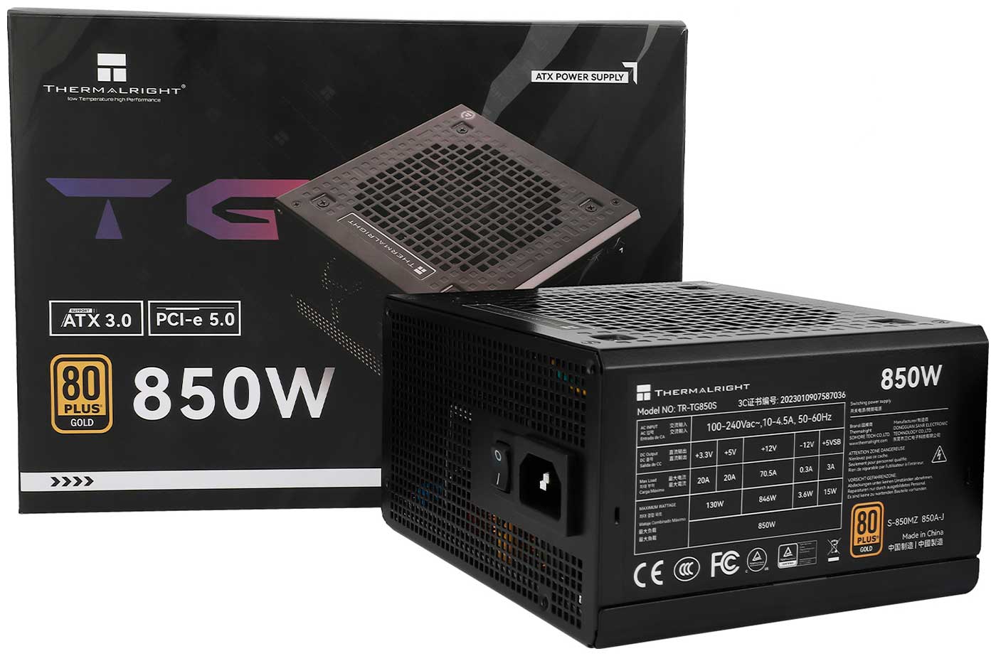 Изображение товара Блок питания Thermalright 850W Gold ATX 3.0 (TR-TG850S) с PCI-E 5.0 и высоким КПД