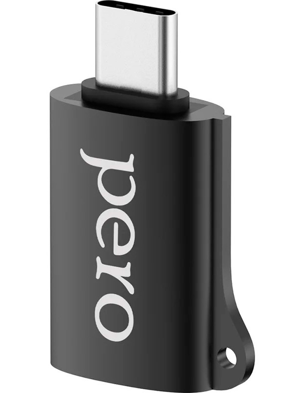 Изображение товара Адаптер Pero AD02, OTG, TYPE-C TO USB 2.0, черный (PRAD02TUBK)