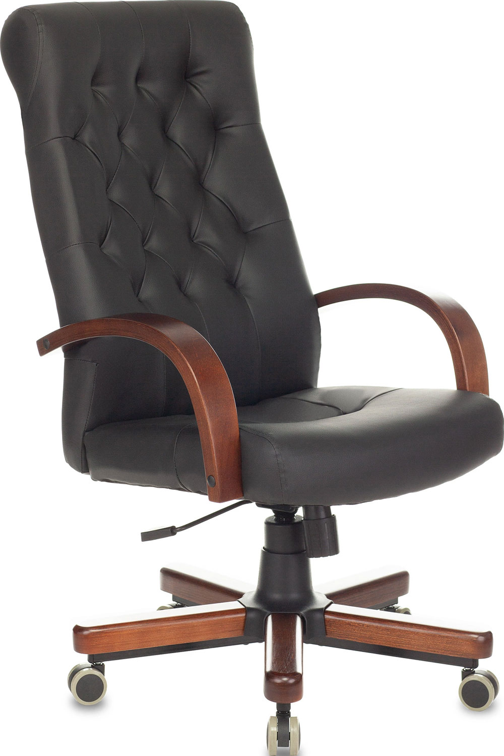 Изображение товара Кресло руководителя Бюрократ T-9928WALNUT/ECO, черный, эко. кожа, крестов. металл/дерево