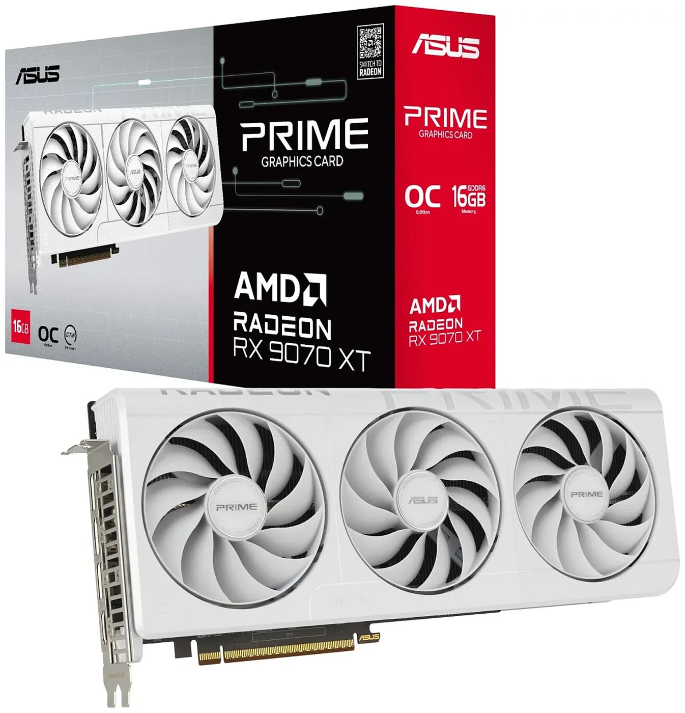 Изображение товара Видеокарта Asus Radeon RX 9070 XT PRIME WHITE OC 16GB PCI Express 5.0