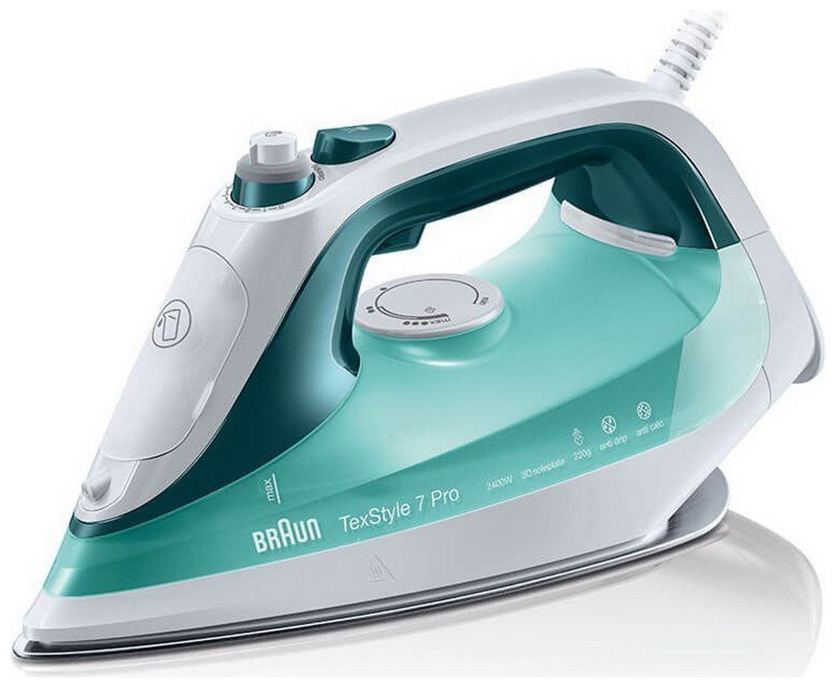 Утюг Braun SI 7042 GR TexStyle 7, мощность 2400 Вт, вертикальное отпаривание, зеленый