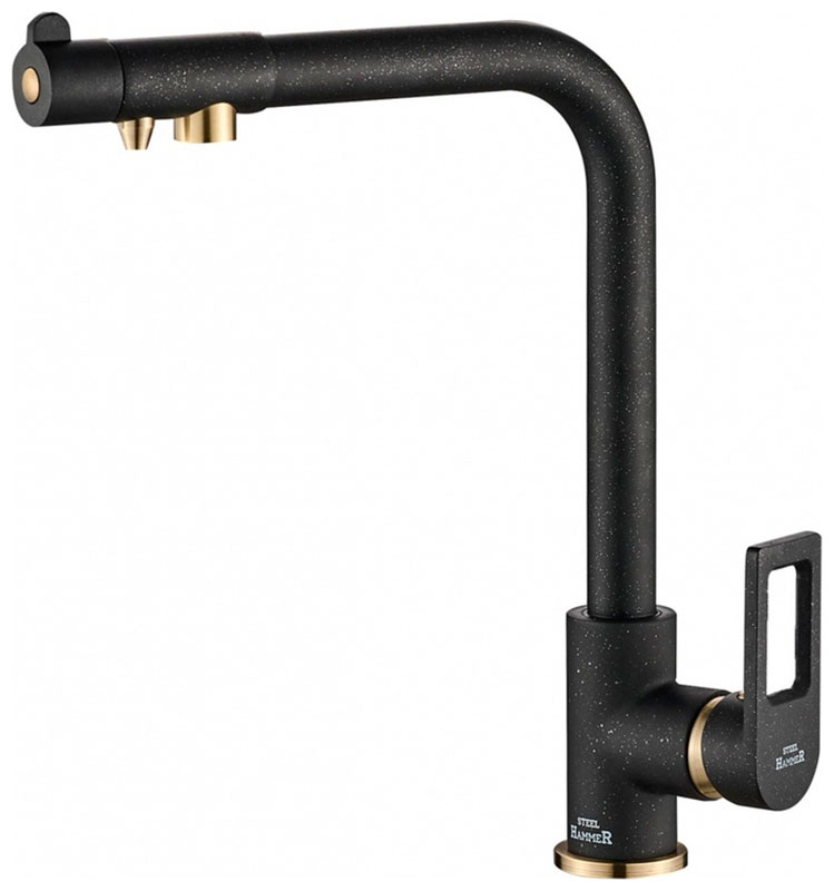 Изображение товара Кухонный смеситель Zorg SH 572 BLACK BR с подключением к фильтру и двойным каналом