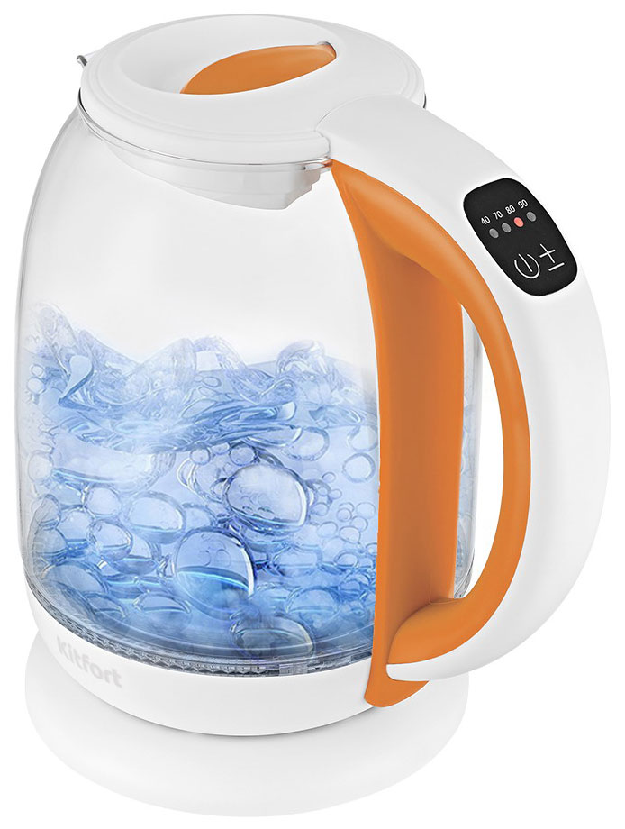 цена Чайник электрический Kitfort KT-6140-4 бело-оранжевый