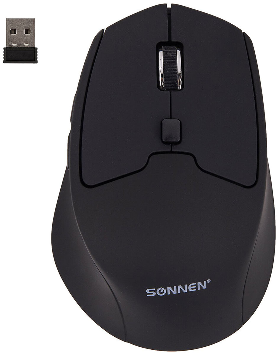 Мышь беспроводная Sonnen V33, USB, 800/1200/1600 dpi, 6 кнопок, оптическая, черная, SOFT TOUCH, 513517