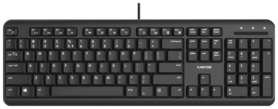цена Проводнаяя клавиатура Canyon с бесшумными клавишами HKB-20