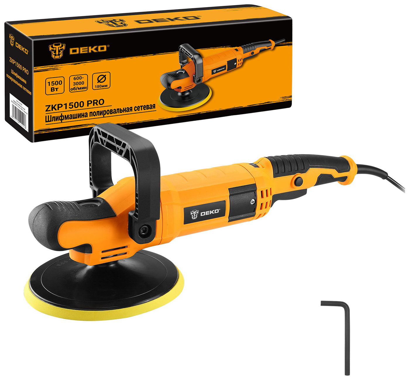 Шлифмашина полировальная Deko ZKP1500 PRO, 180 мм, 1500 Вт 063-4320