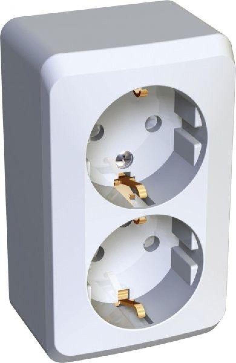 Изображение товара Розетка Systeme Electric 2-м ОП Этюд 16А IP20 белая