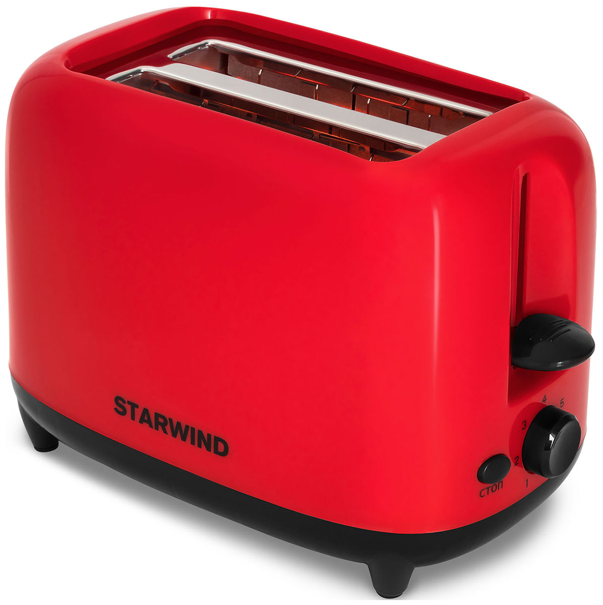 Изображение товара Тостер Starwind ST7003 красный черный мощность 700 Вт 2 отделения