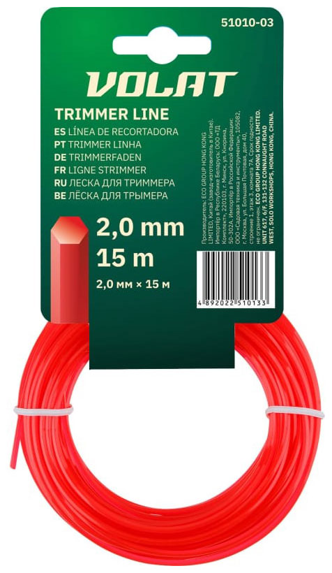 Изображение товара Леска Волат 2.0 мм х 15 м шестигранное сечение для триммеров