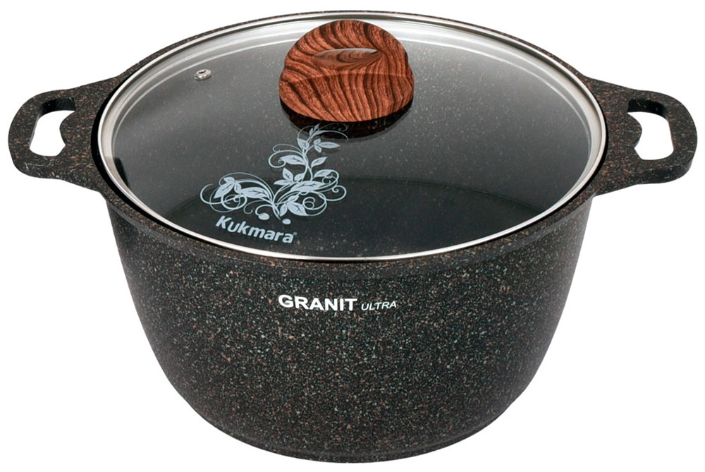 Кастрюля Kukmara Granit ultra (кго82а) 8 л, со стекл. крышкой