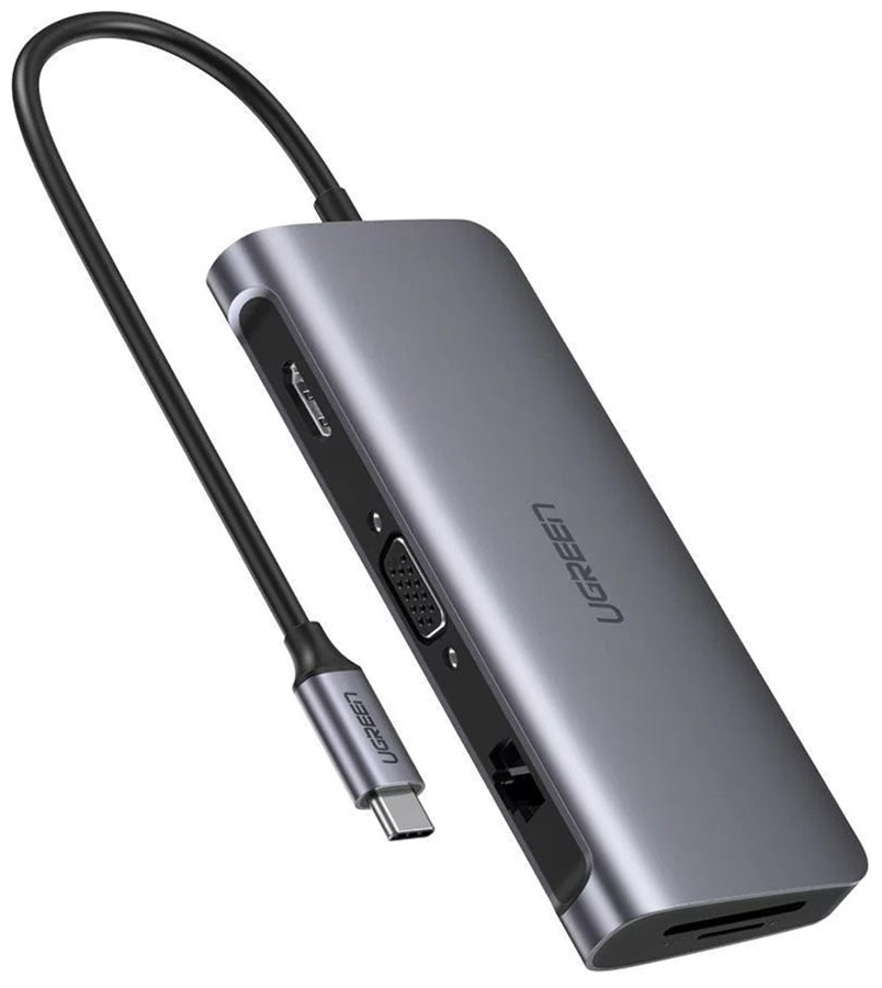 USB концентратор Ugreen 9 в 1 хаб, 3 x USB, 3.0 HDMI, VGA, RJ45 Gigabit, TF/SD, PD (40873) USB концентратор Ugreen 9 в 1 хаб, 3 x USB, 3.0 HDMI, VGA, RJ45 Gigabit, TF/SD, PD (40873)