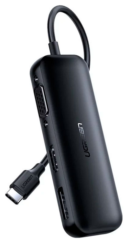 USB-концентратор 3 в 1 (хаб-конвертер) Ugreen VGA HDMI DP (60568) 4k кабель с портом дисплея на hdmi совместимый длина 1 м 1 8 м 1080p 60 гц порт дисплея dp hdmi совместимый кабель для ноутбуков и проекторов