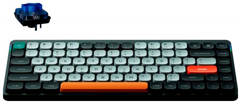 Беспроводная клавиатура Nuphy ультратонкая, AIR75, RGB подсветка, Blue Switch клавиатура wireless nuphy air60 twilight механическая ультратонкая 64 клавиши rgb подсветка red switch
