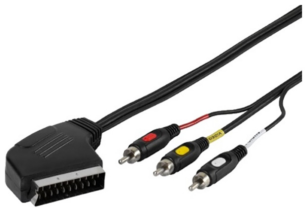 Кабель Vivanco SCART 3xRCA, 2.0м (47017) 1 8 м rgb scart кабель для ps2 ps1 ps3 sega mega drive1 md2 dc dreamcast saturn xbox 360 ретро видеоигры consoels