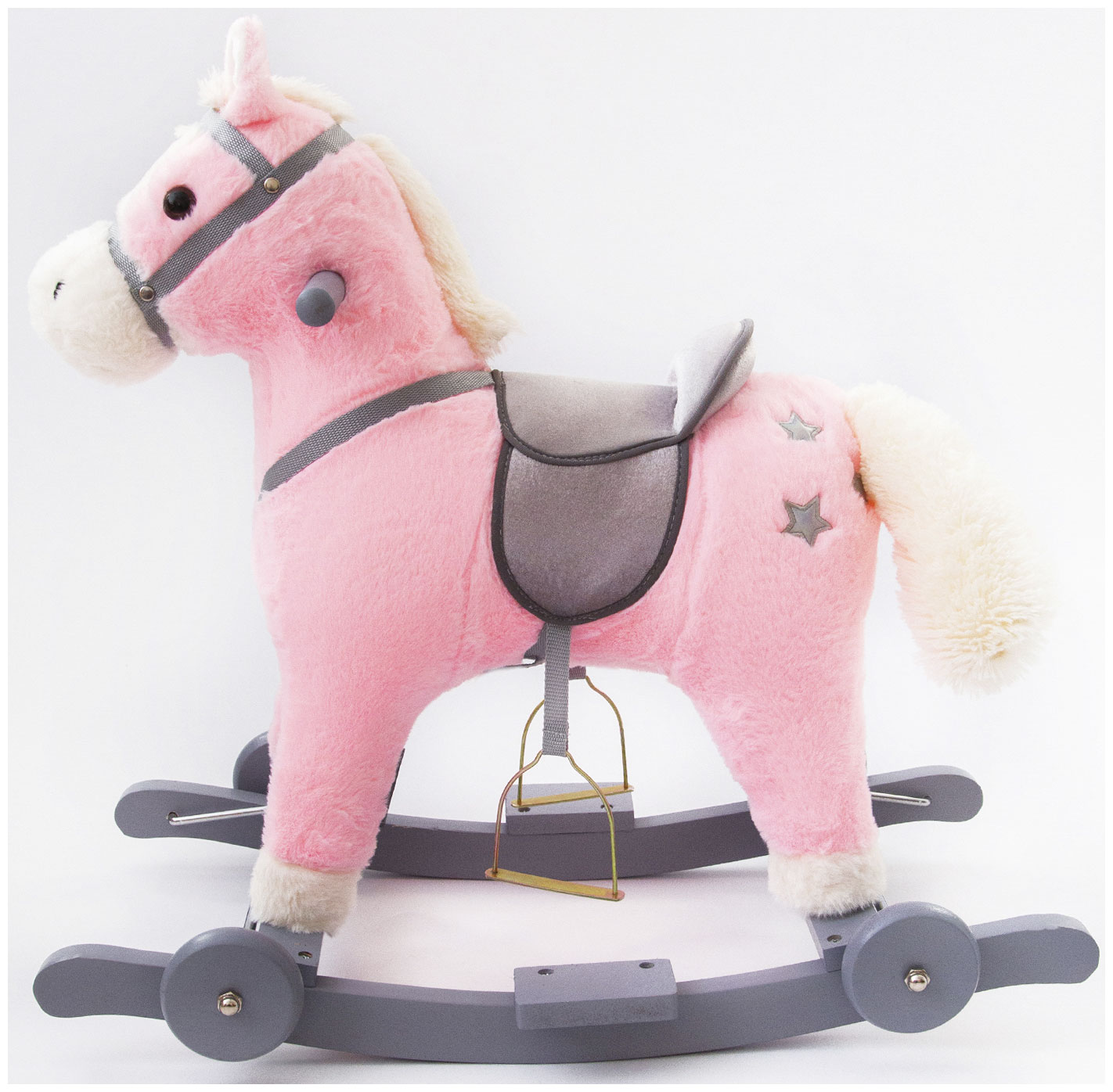 Лошадка каталка-качалка Amarobaby (Prime), с колесами, розовый, 63x35x60 см AMARO-28P-R0 качалка amarobaby лошадка amaro 28p серый