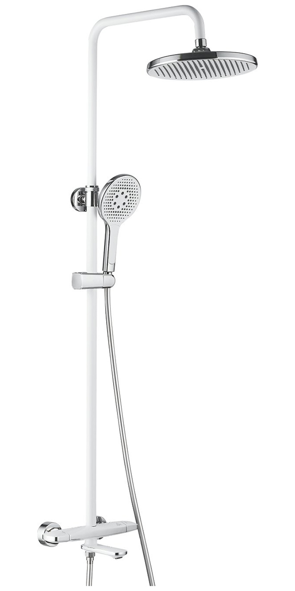 Изображение товара Душевая система Rose R39F белый хром термостатическая 3 режима верхний и ручной душ