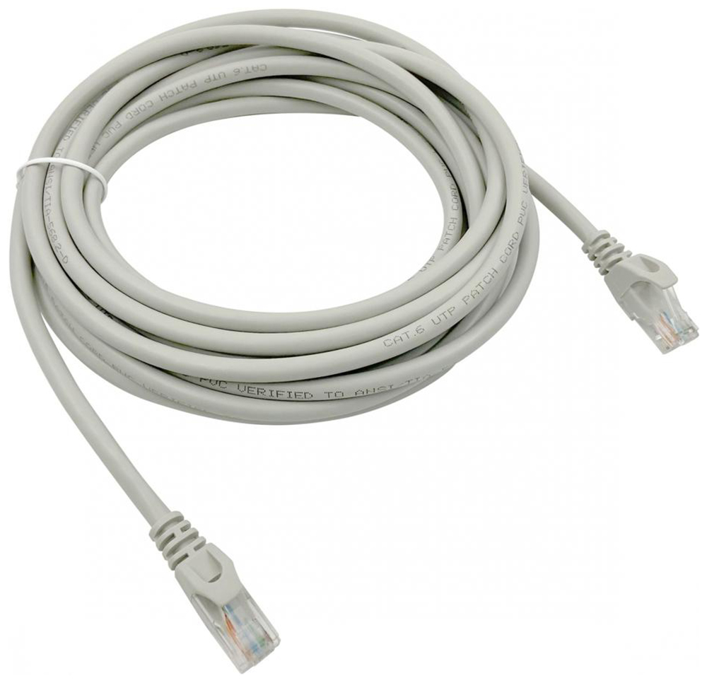 Изображение товара Патч-корд Buro UTP 4 пары cat.6E CCA molded 5м, серый, RJ-45 (m)-RJ-45 (m) (UTP-6-5M-G)