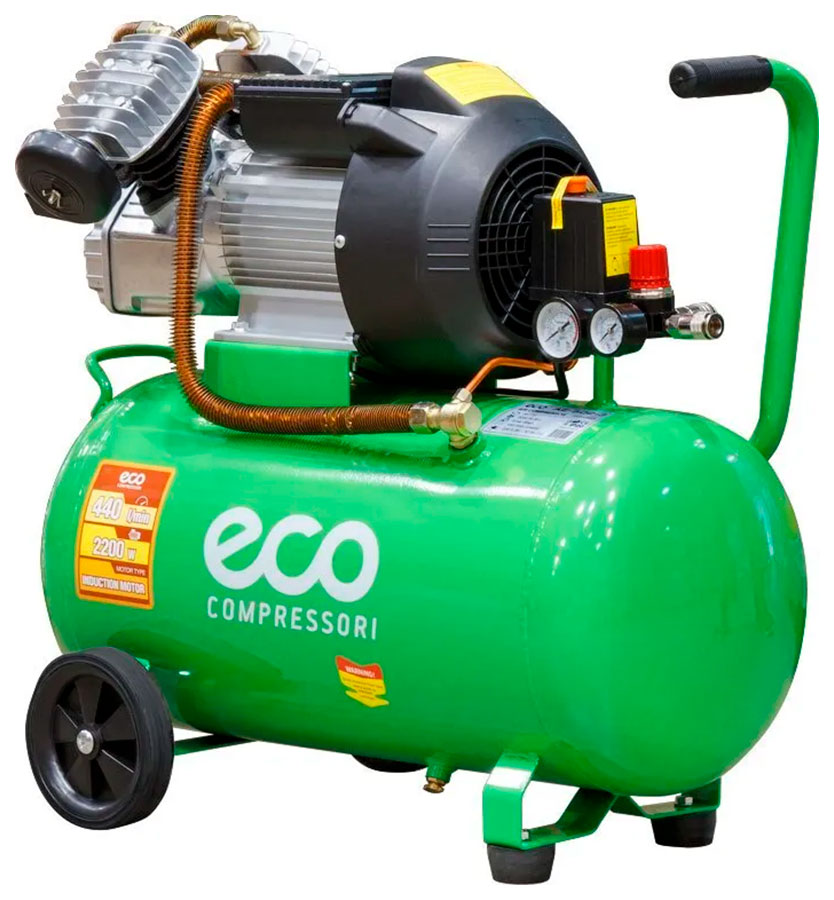 Изображение товара Компрессор Eco AE-502-3, 440 л/мин, 8 атм, коаксиальный масляный ресивер, 50 л, 220 В, 2.20 кВт