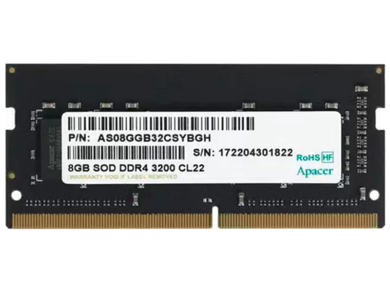 Изображение товара Оперативная память Apacer SO-DIMM DDR4 8Gb 3200MHz (AS08GGB32CSYBGH)